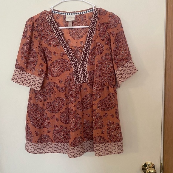 Nox Rose, extra small BoHo, baby doll, multi print Top - Picture 1 of 4